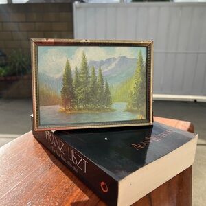 Original Signed Painting Handmade Dated 70s Mountain Scenery 7x5